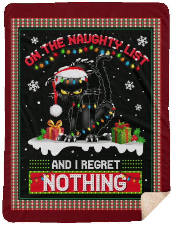 Funny Black Cat Christmas Sherpa Fleece Blanket