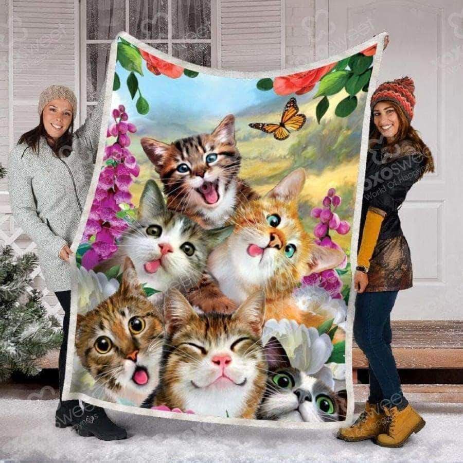 Funny Cats Premium Sherpa Fleece Blanket