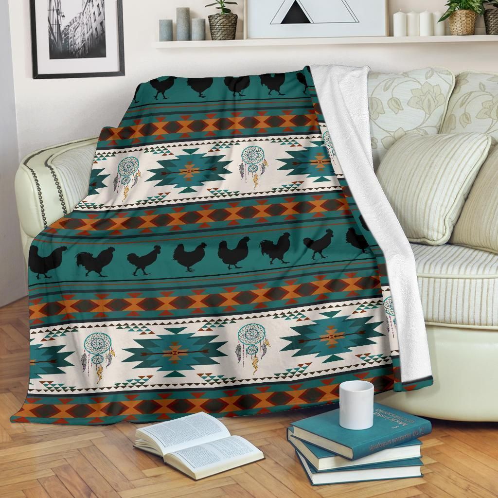 Funny Chicken Vintage Printed Fleece Blanket Gift For Farmer