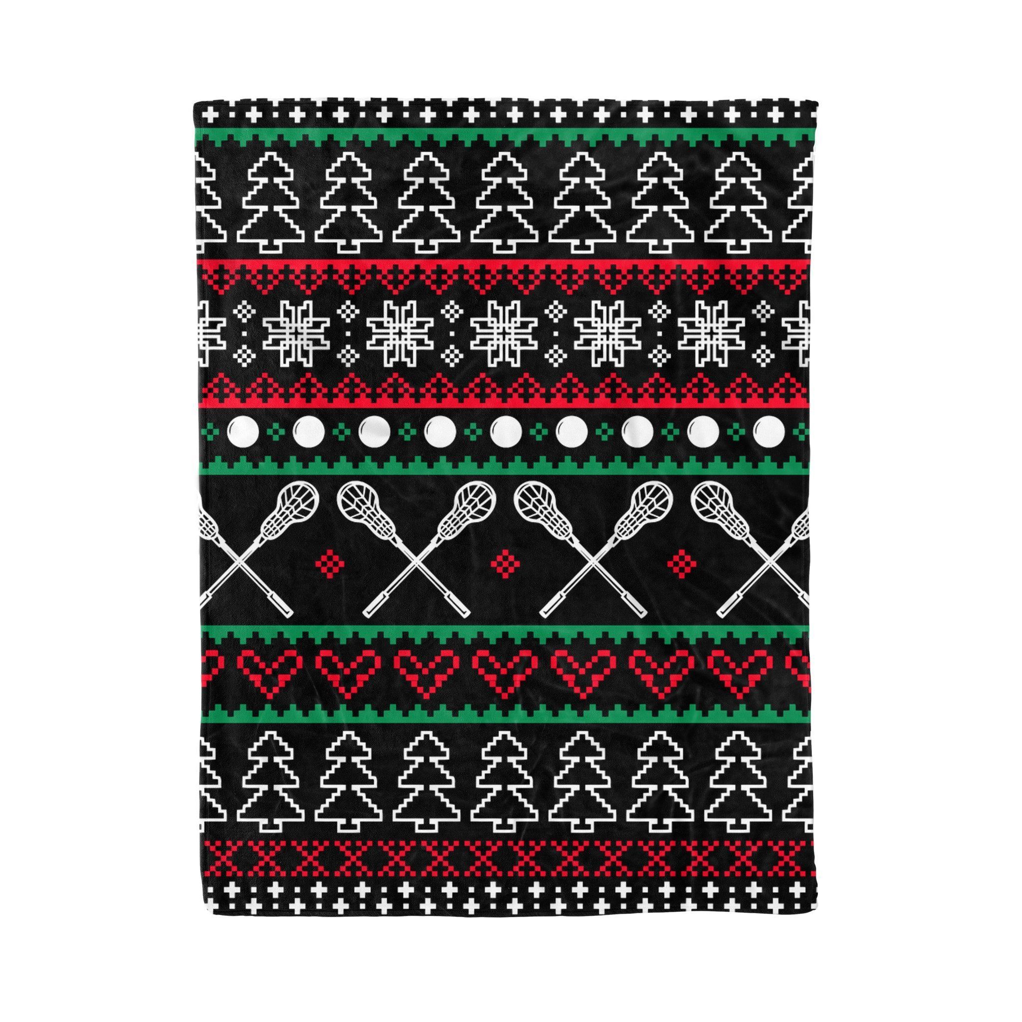 Funny Christmas Lacrosse Sherpa Fleece Blanket