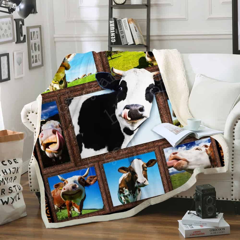 Funny Cow Fleece Blanket