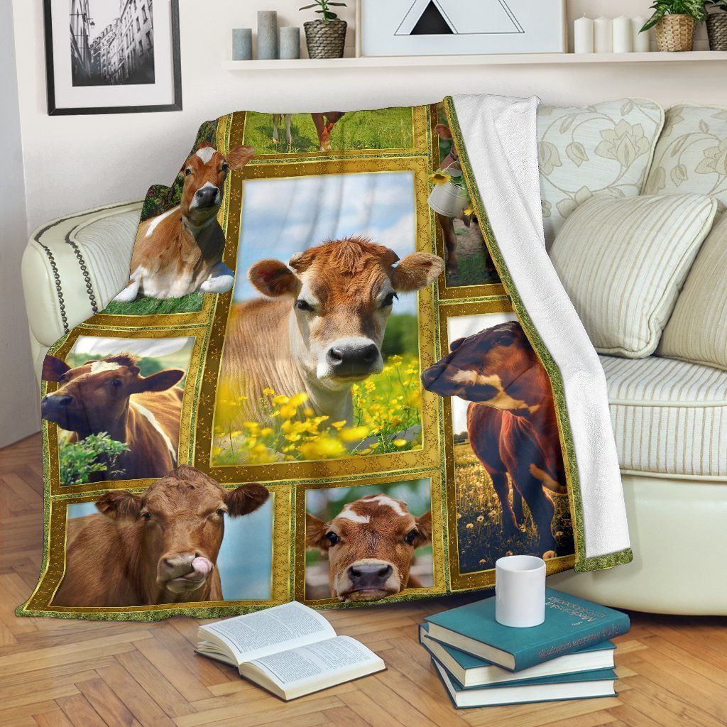 Funny Cows Printed Fleece Blanket Gift For Farmer