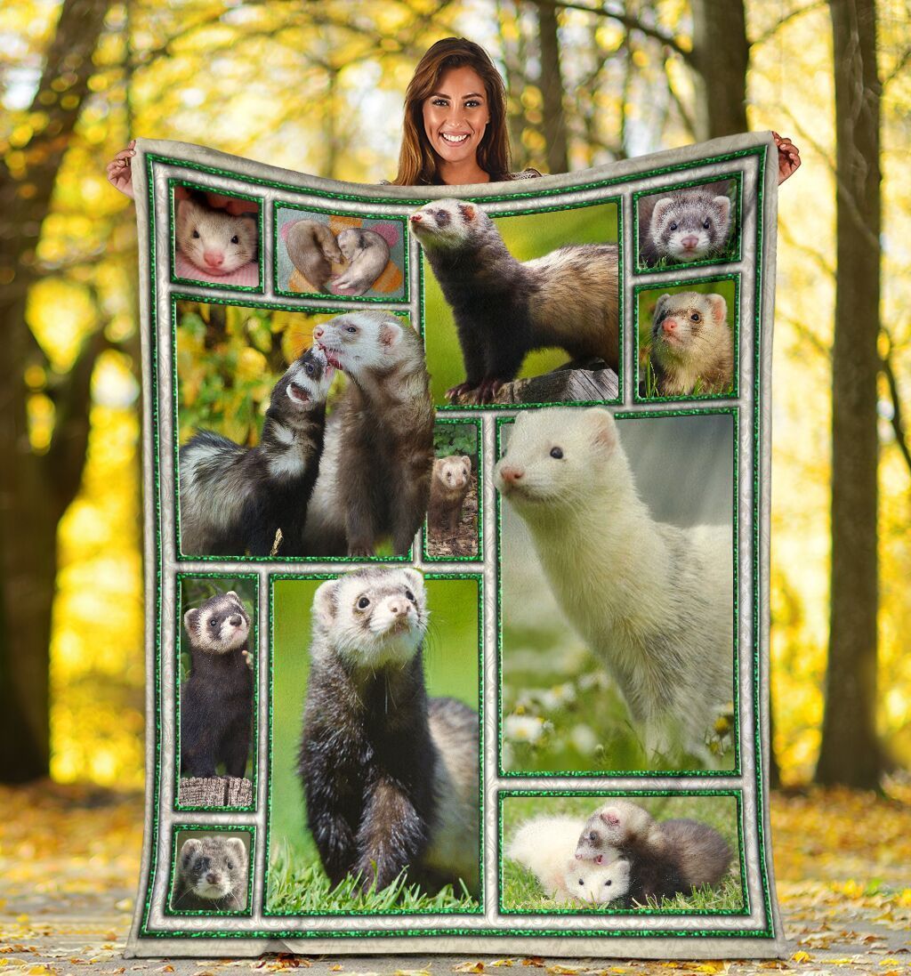 Funny Cute Ferrets Ferret Lover Sherpa Fleece Blanket