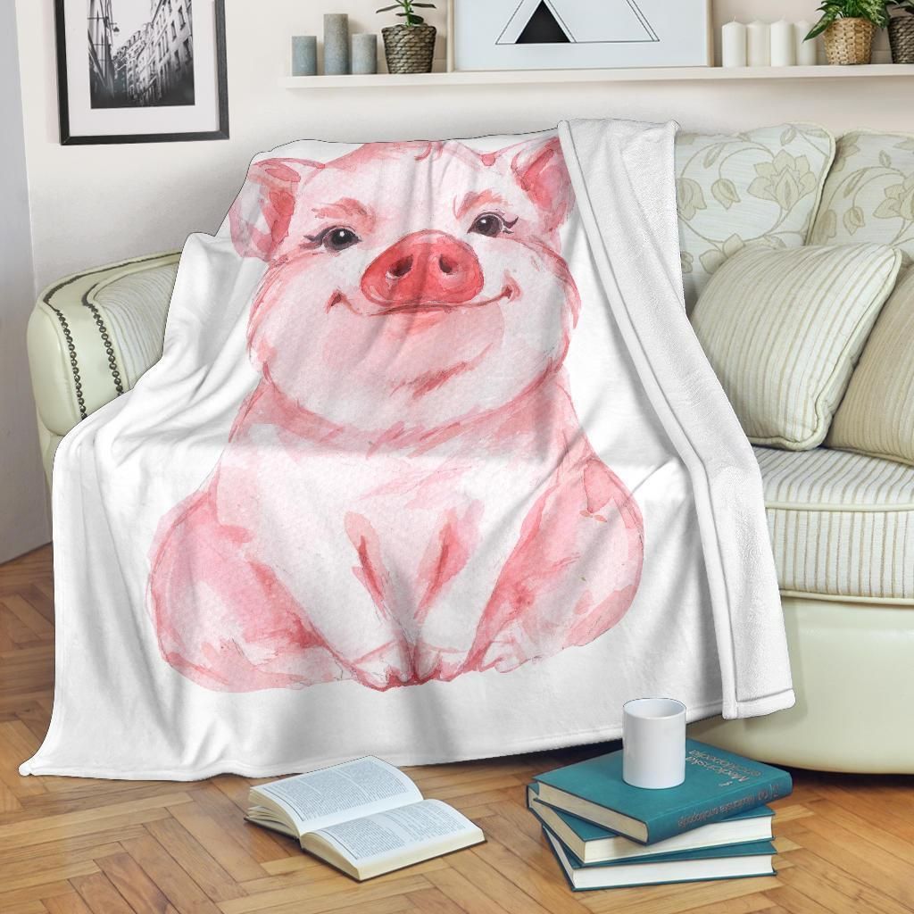Funny Cute Pig Printed Fleece Blanket