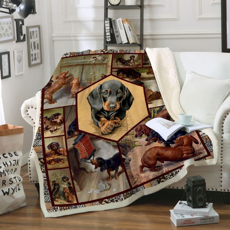 Funny Dachshund Christmas Sherpa Fleece Blanket