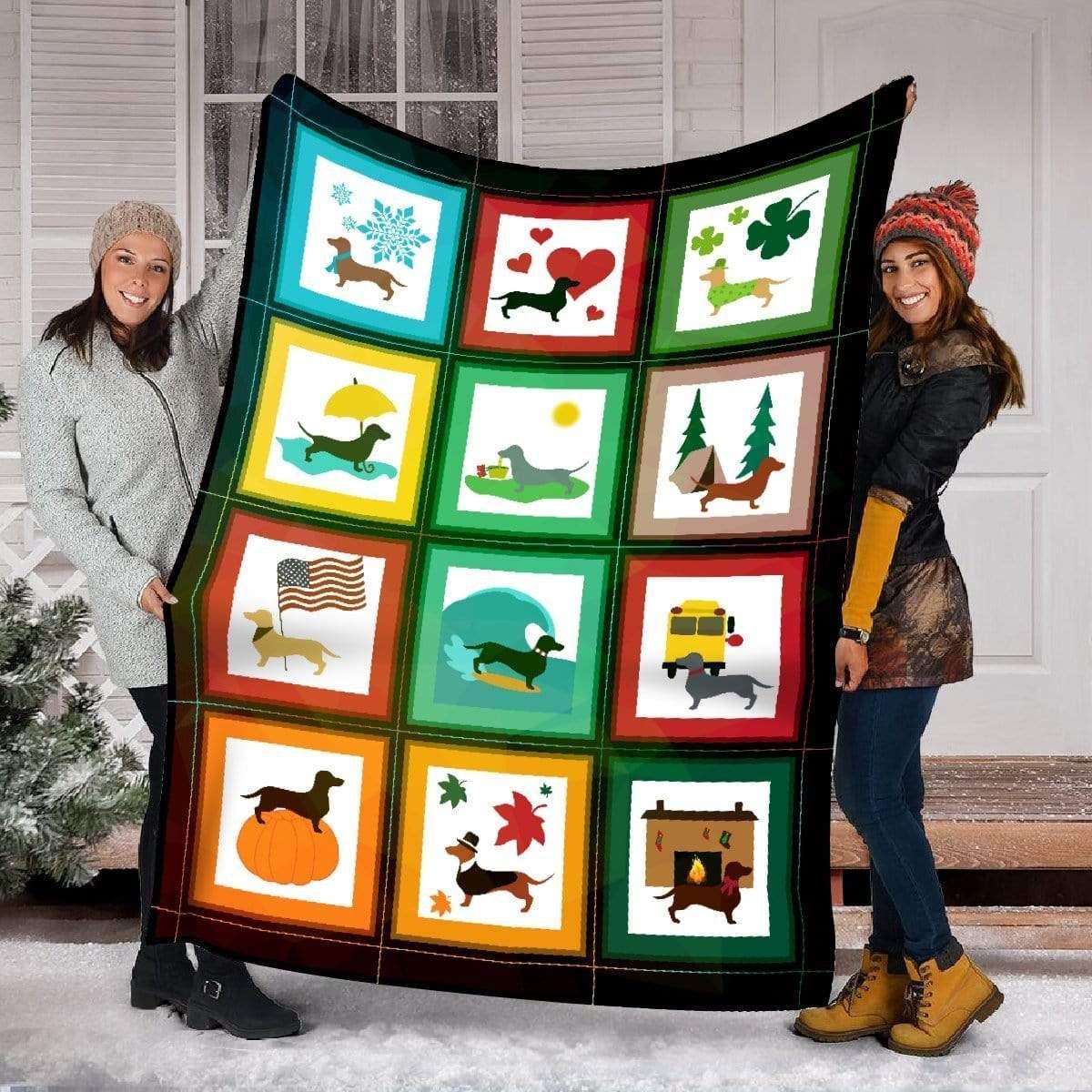 Funny Dachshund Everywhere Fleece Blanket Gift For Dog Lovers