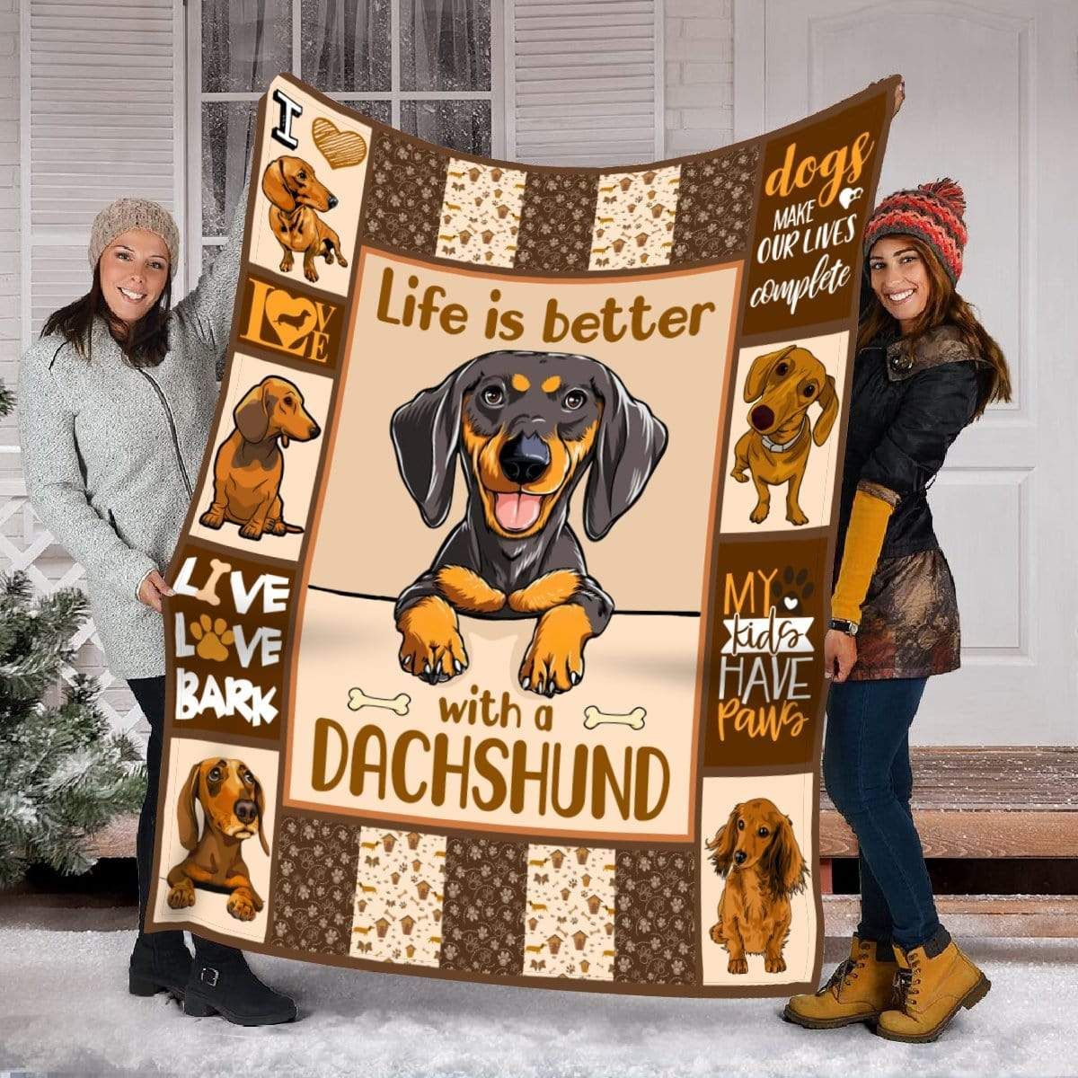 Funny Dachshund Fleece Blanket