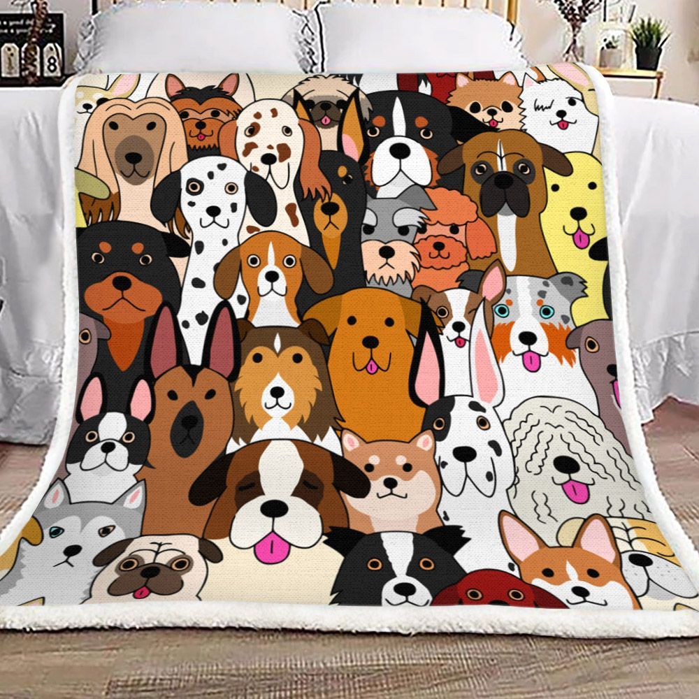 Funny Dogs Love Dogs Sherpa Fleece Blanket