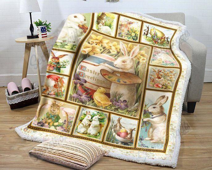 Funny Easter Bunny Basket Eggs 7 Fleece Blanket