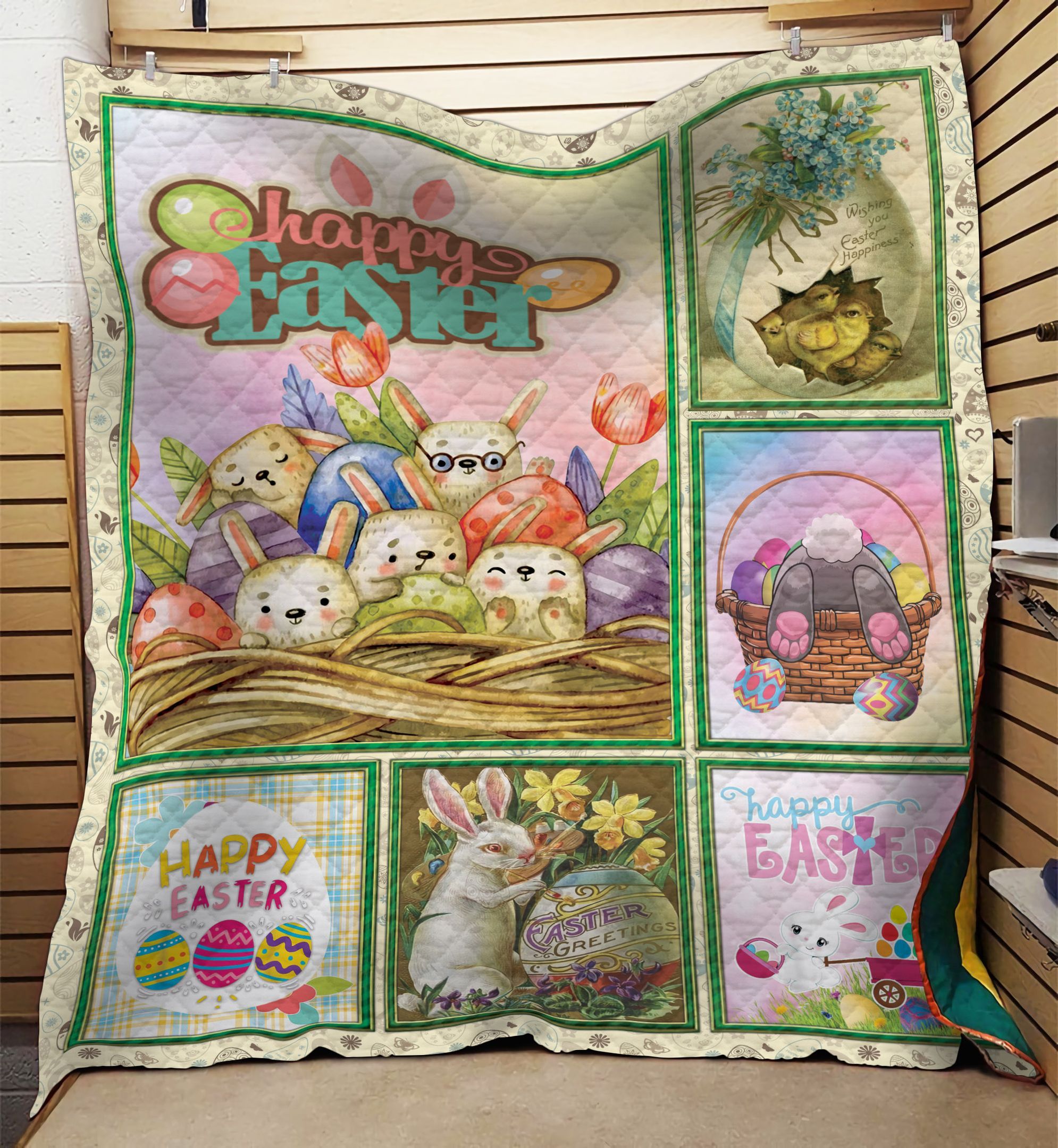 Funny Easter Bunny Basket Eggs Happy Easter GS-NT1002VB Quilt Blanket