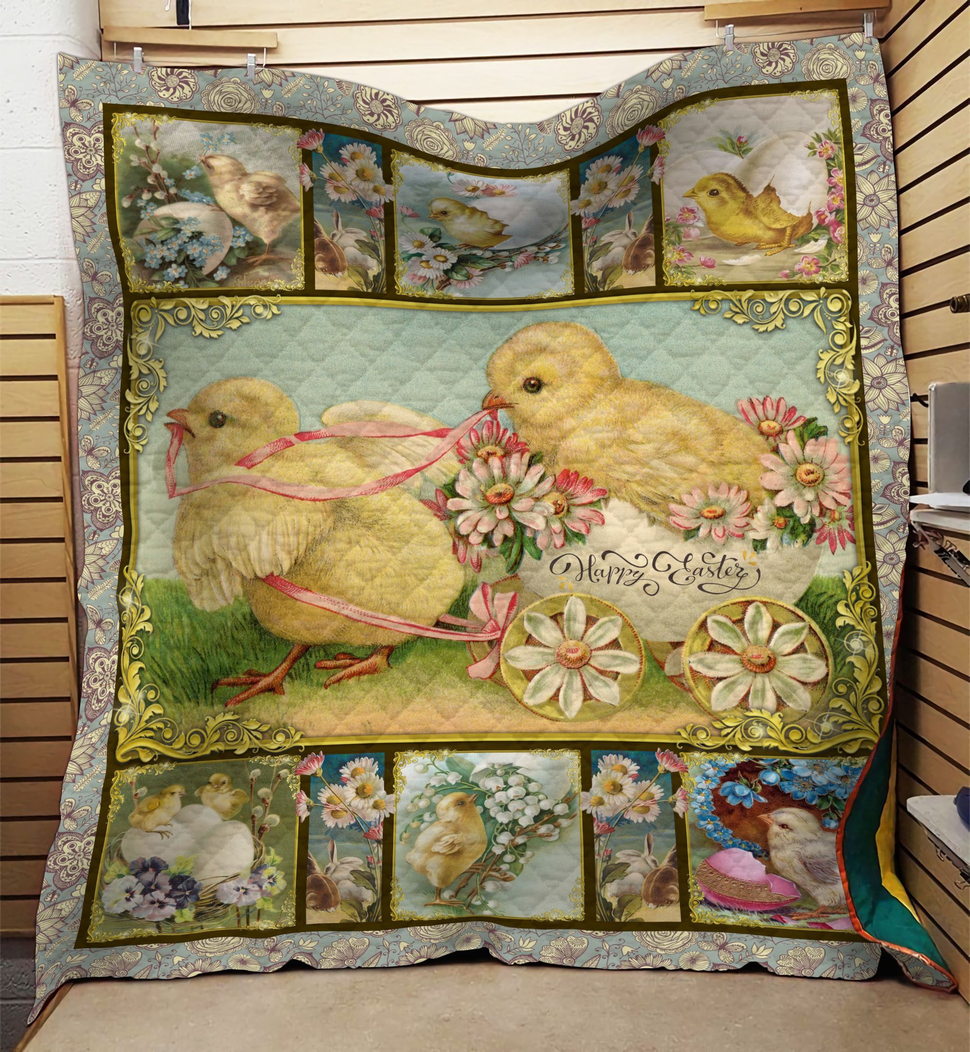 Funny Easter Bunny Basket Eggs Happy Easter GS-NT1102VB Quilt Blanket