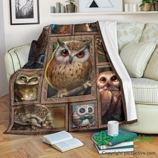 Funny Face Owl Sherpa Fleece Blanket