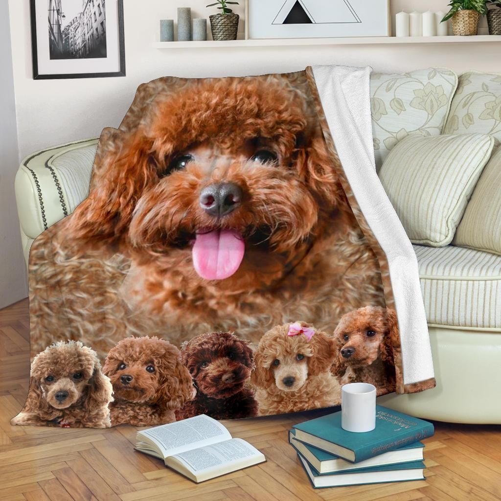 Funny Face Poodle Sherpa Fleece Blanket