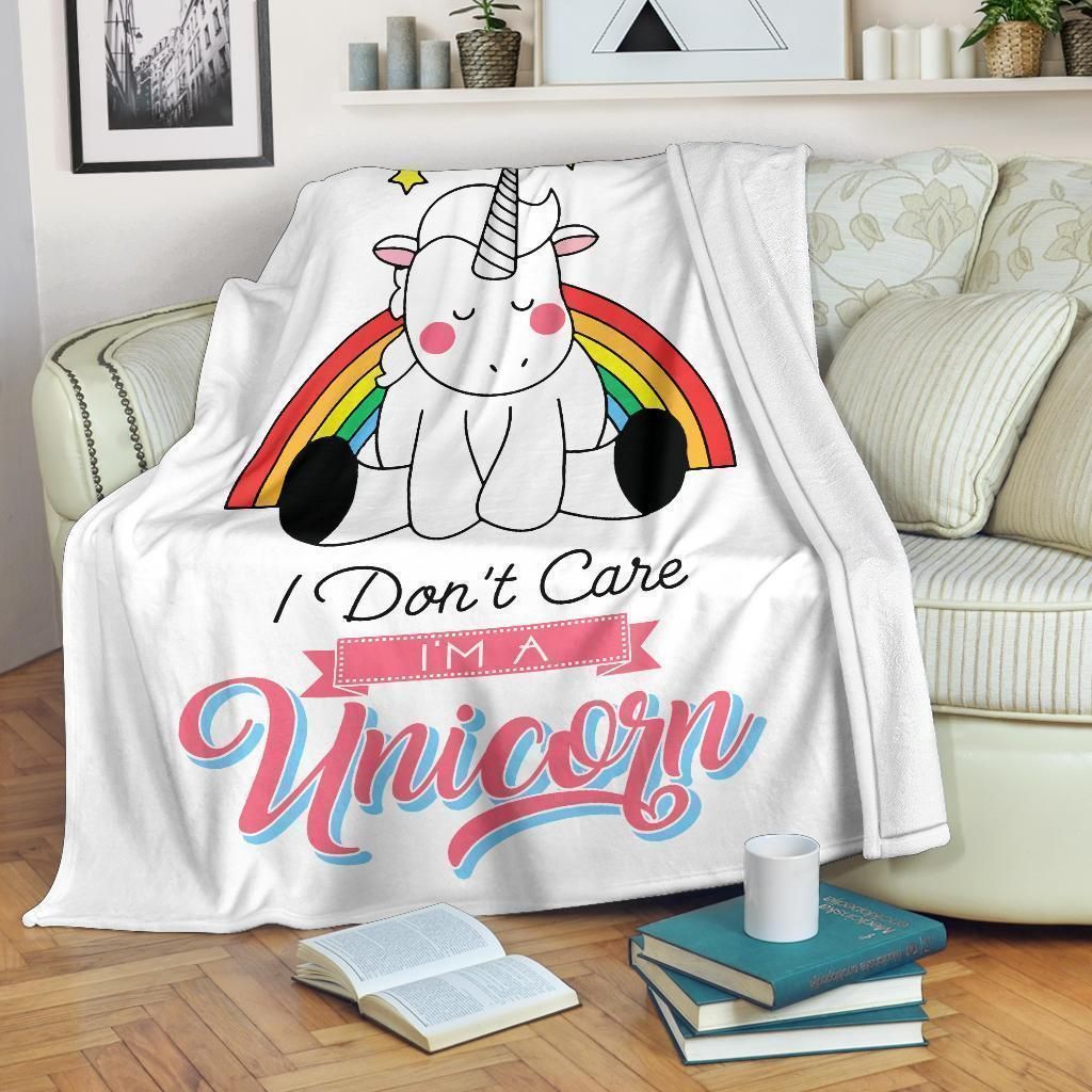 Funny Gift I Don’t Care I’m A Unicorn Printed Fleece Blanket