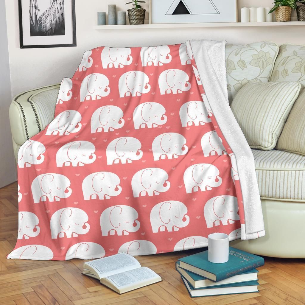 Funny Gift Idea For Elephant Lovers Cute White Elephant Fleece Blanket