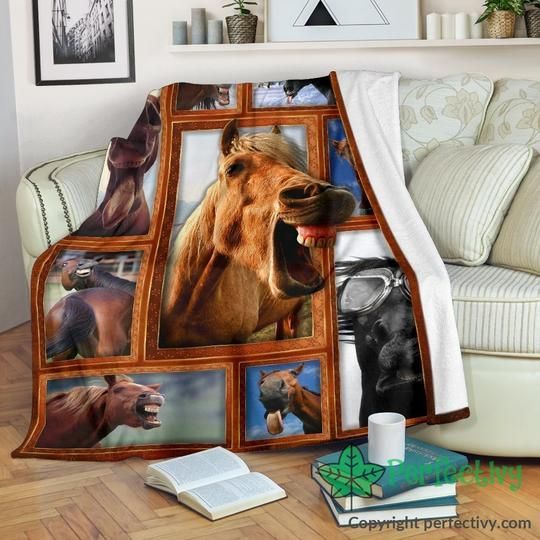 Funny Horse Sherpa Fleece Blanket