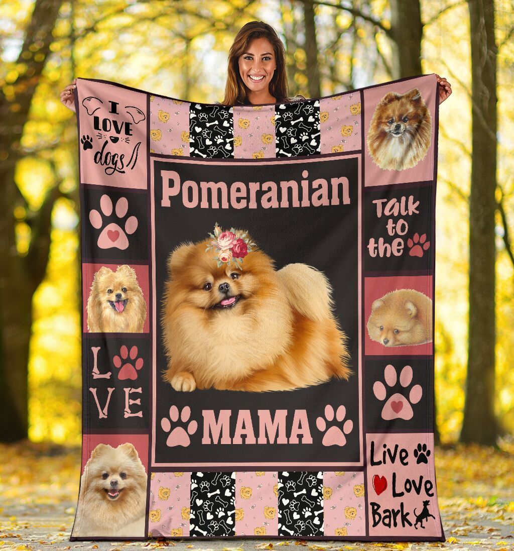 Funny Pom Pomeranian Mom Mama For Dog Moms Fleece Blanket