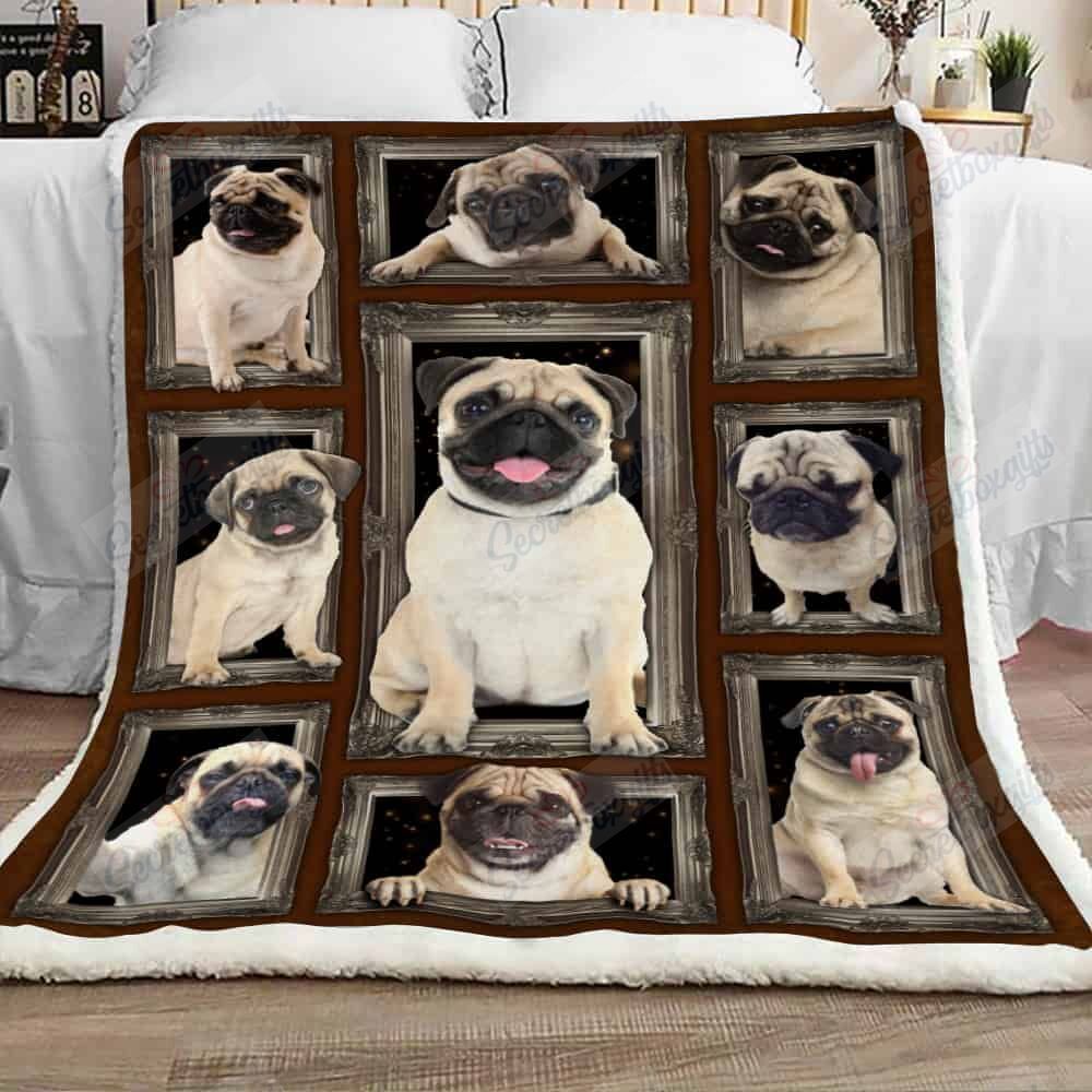 Funny Pug Dog Fleece Blanket
