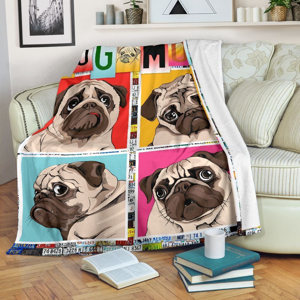 Funny Pug Dog Mom Sherpa Fleece Blanket