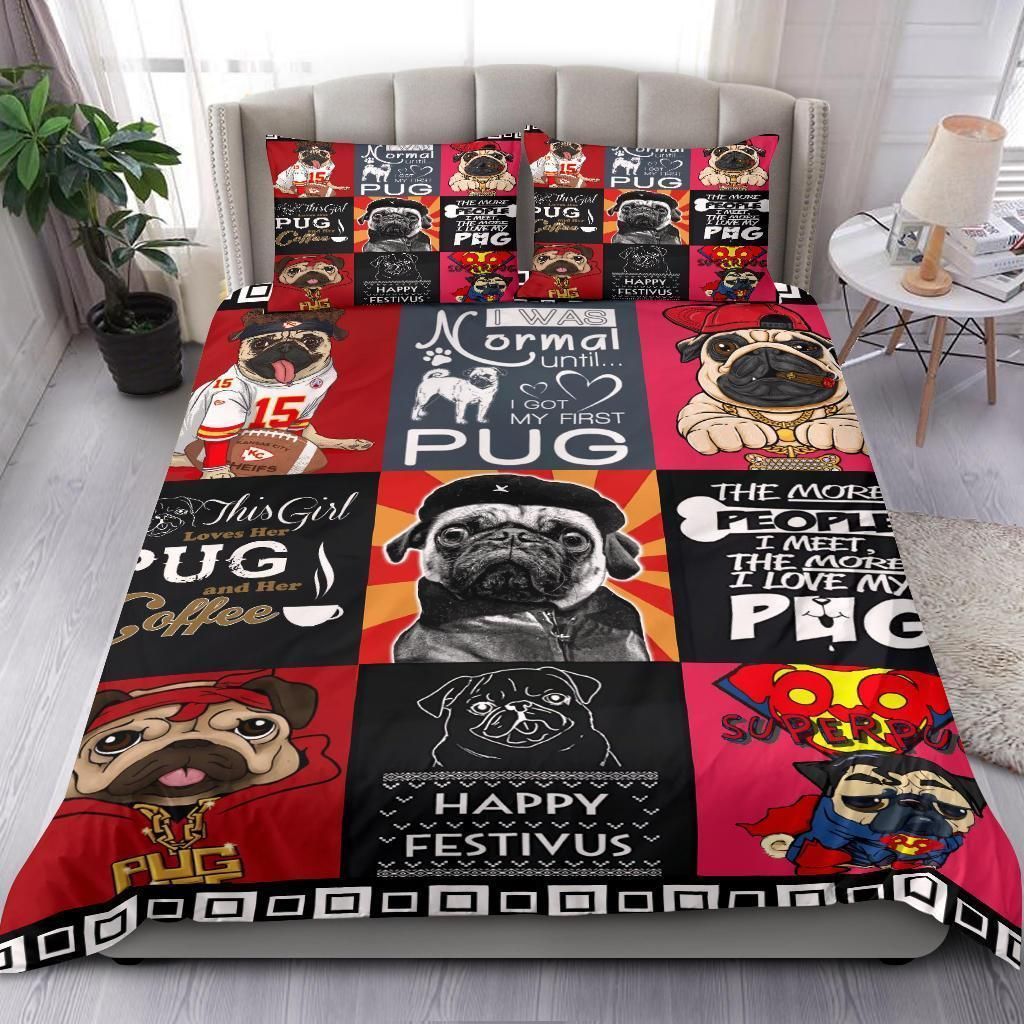 Funny Pug Happy Festivus Bedding Set