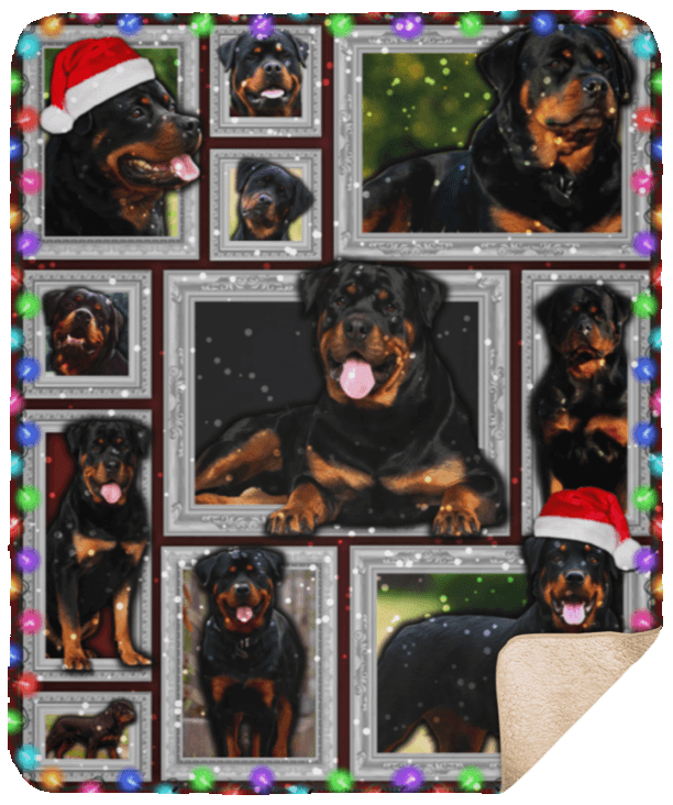 Funny Rottweiler Christmas Sherpa Fleece Blanket