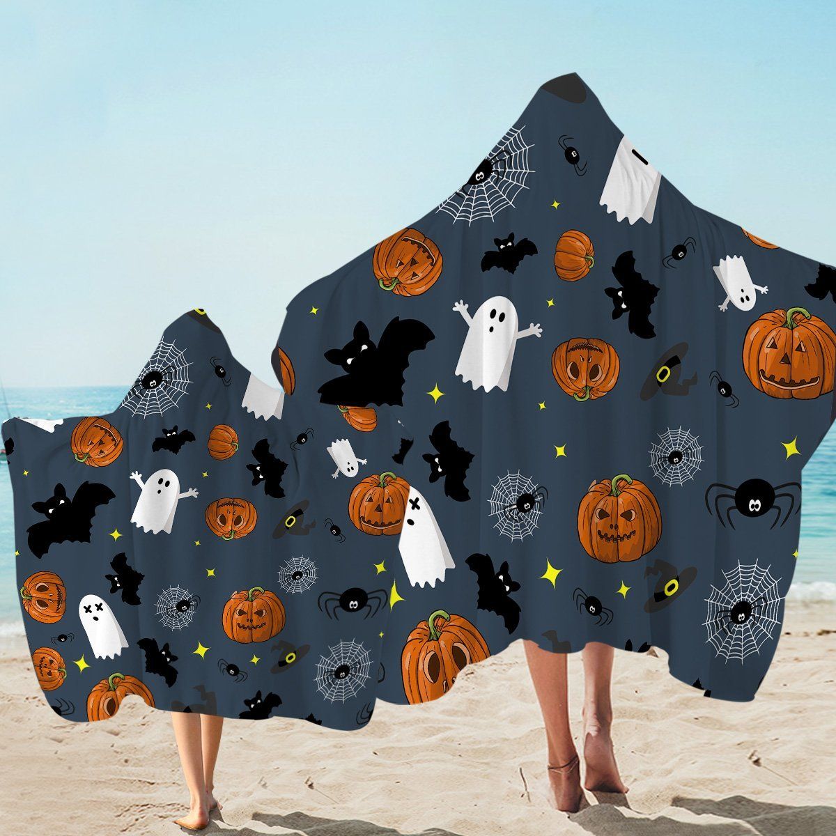Funny Spooky Patterned Halloween Printed Hooded Towel