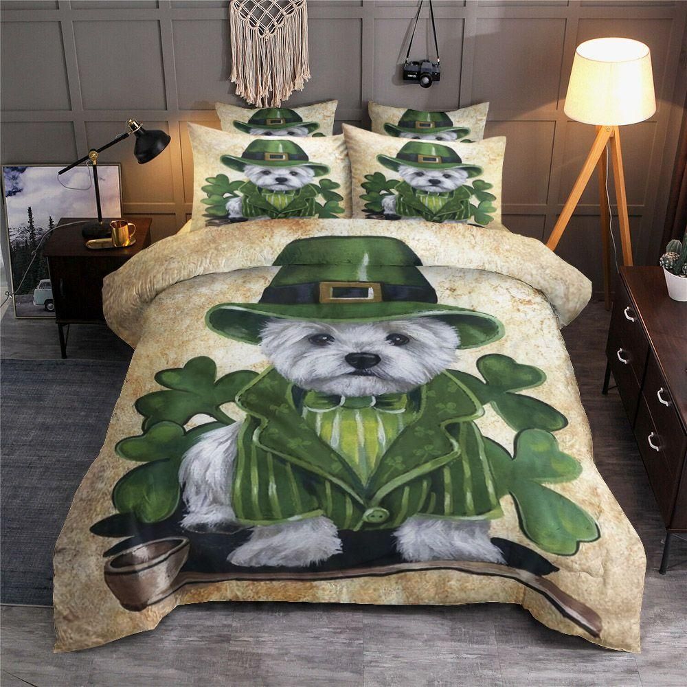 Funny West Highland Terrier Leprechaun St Patrick’s Day Bedding Set