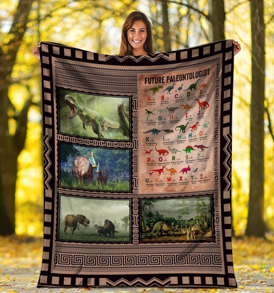 Future Paleontologist Dinosaur Alphabet Fleece Blanket