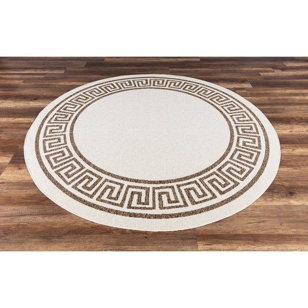 Gad Greek Key Round Carpet
