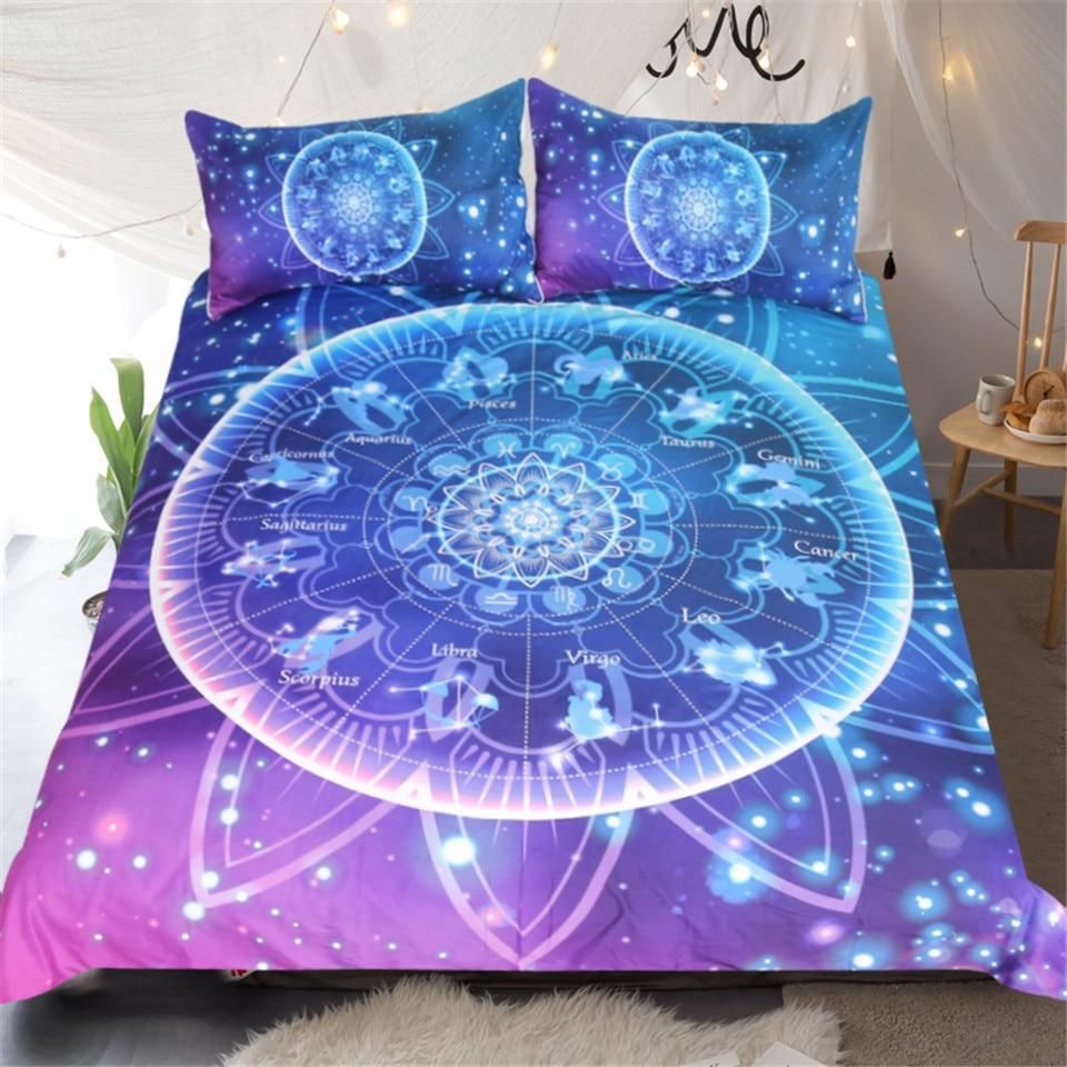 Galaxy Burgundy Mandala Bedding Set