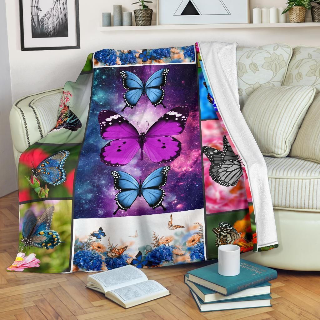 Galaxy Butterfly Sherpa Fleece Blanket
