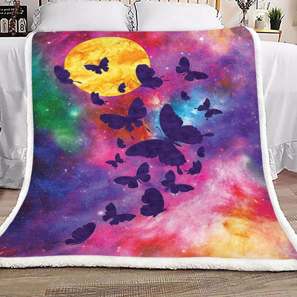 Galaxy Butterfly Sherpa Fleece