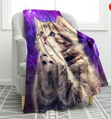 Galaxy Cat Sherpa Fleece Blanket