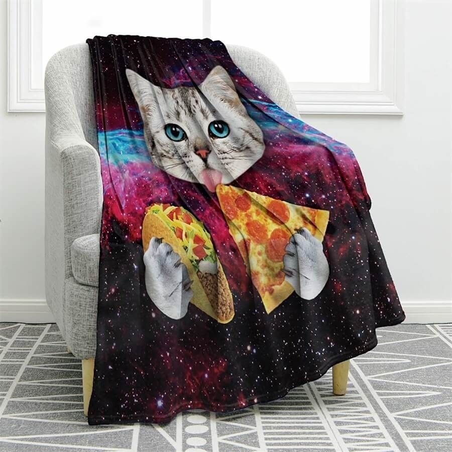 Galaxy Cat Sherpa Fleece Blanket