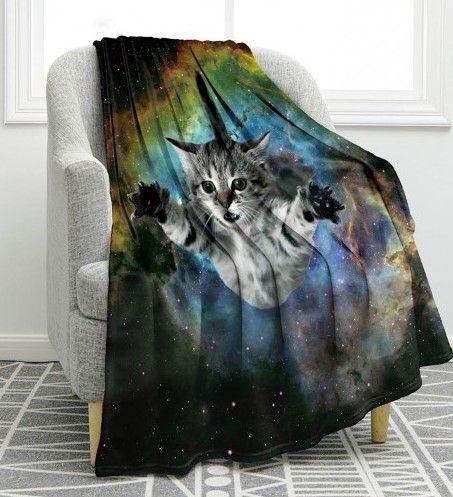 Galaxy Cat Sherpa Fleece Blanket