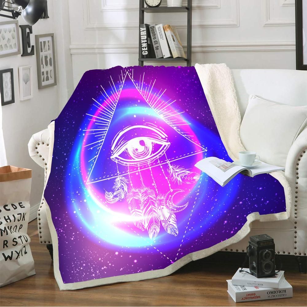 Galaxy Coral Dreamcatcher Sherpa Fleece Blanket