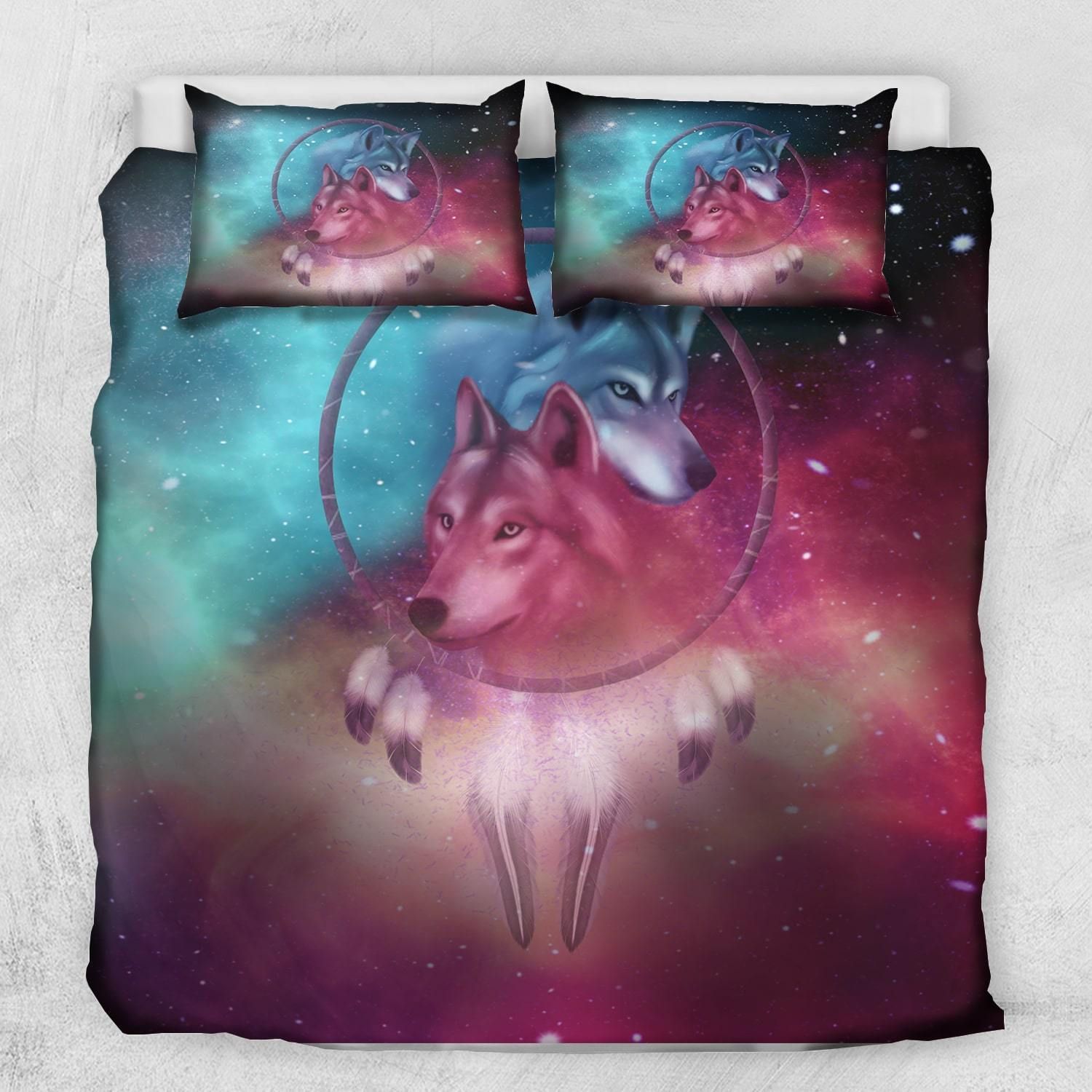 Galaxy Dreamcatcher Wolf Bedding Set