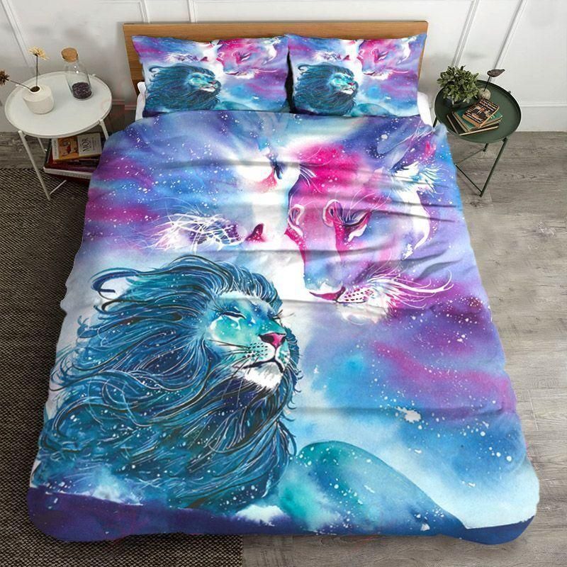 Galaxy Lion Love Printed Bedding Set