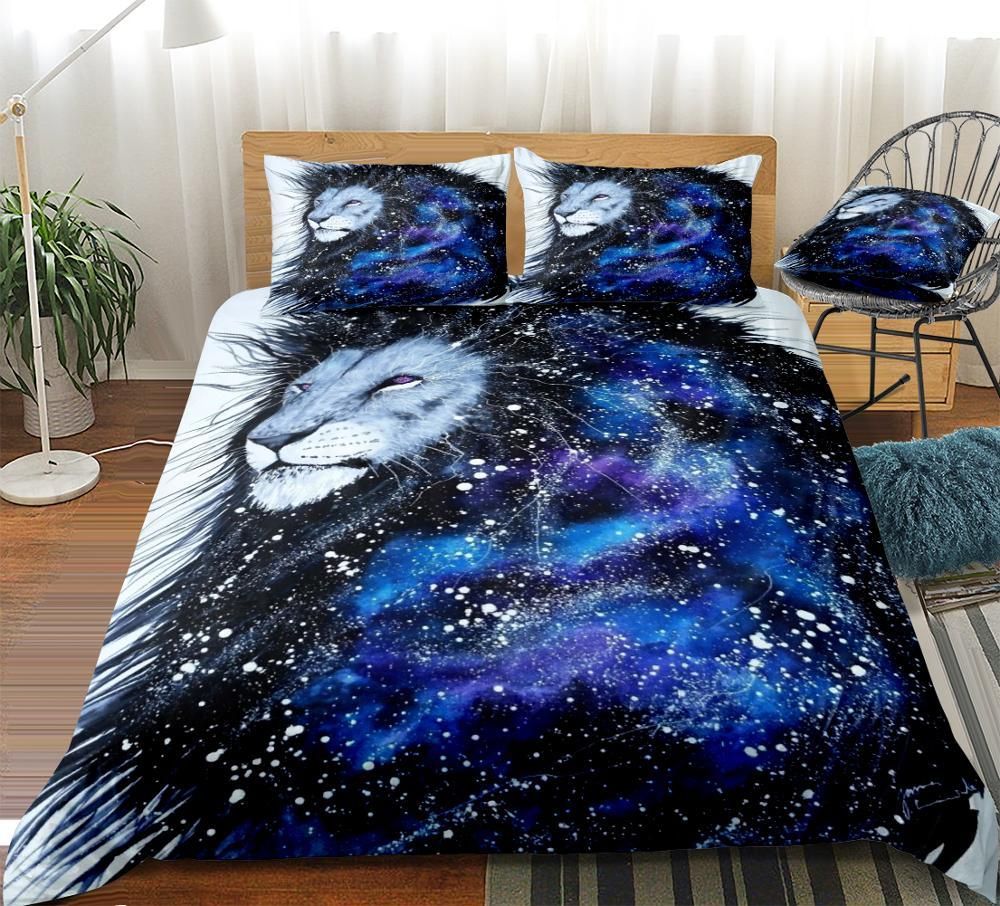 Galaxy Lion Watercolor Bedding Set