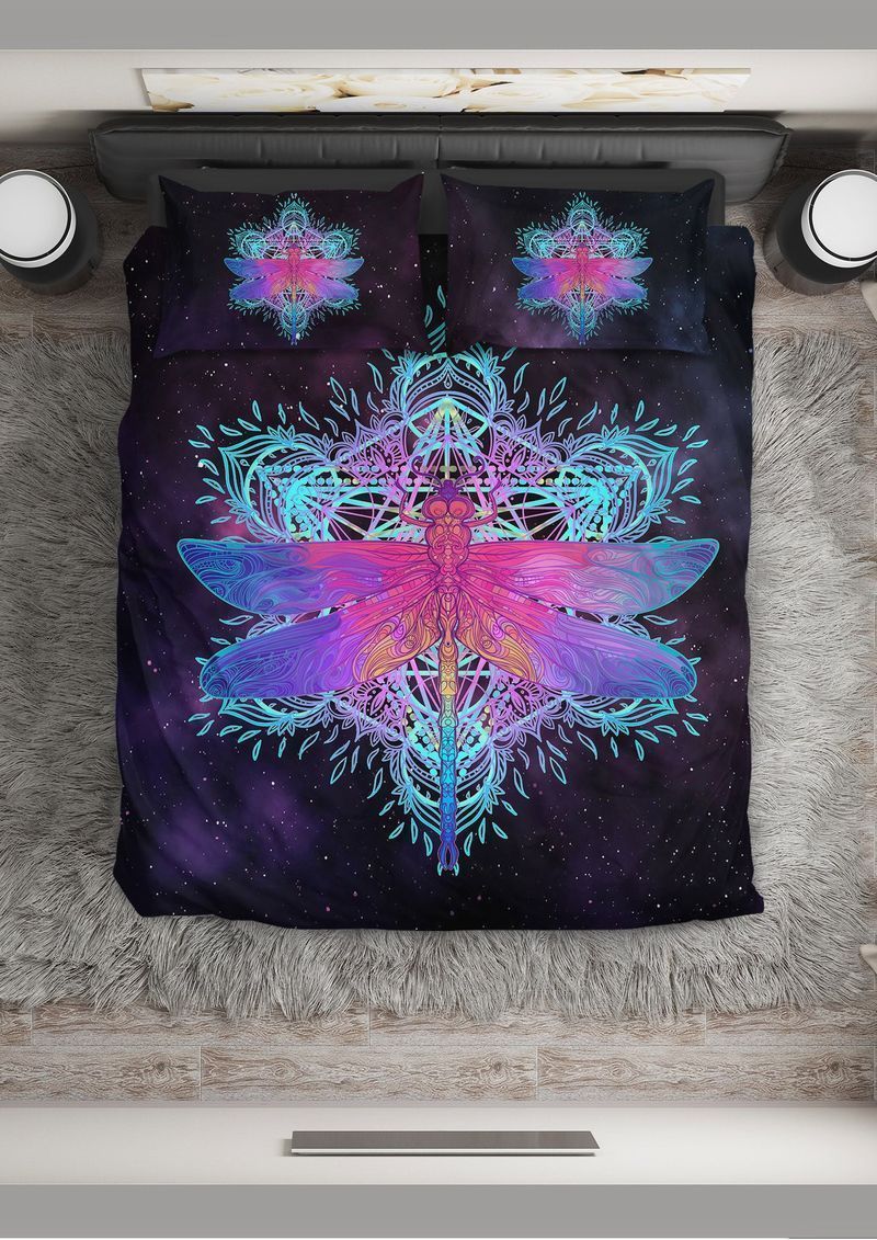 Galaxy Mandala Dragonfly Printed Bedding Set
