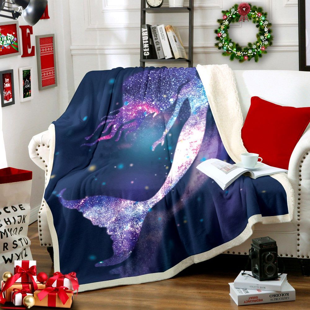 Galaxy Mermaid Sherpa Fleece Blanket