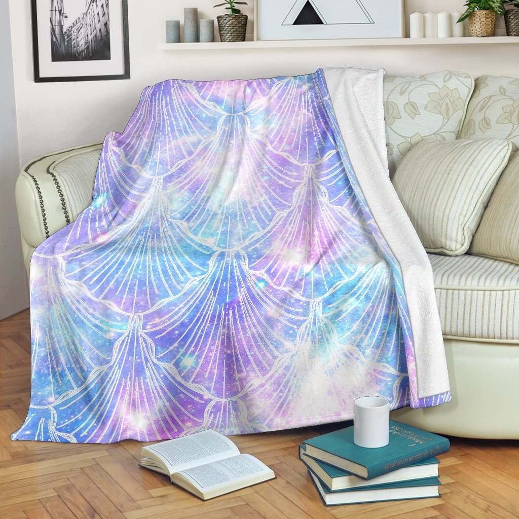 Galaxy Mermaid Scales Sherpa Fleece Blanket