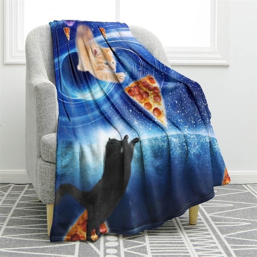 Galaxy Nebula Cat Sherpa Fleece Blanket
