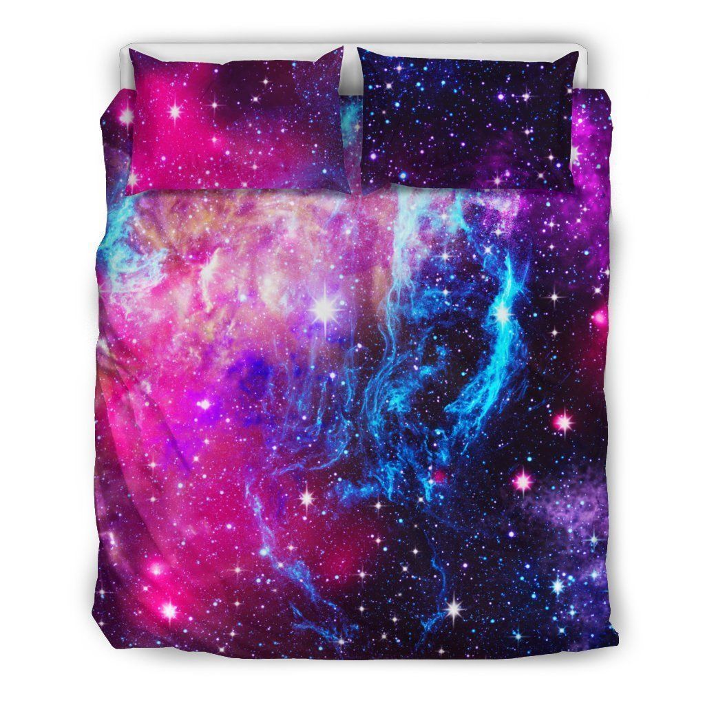 Galaxy Night Purple Space Print Bedding Set