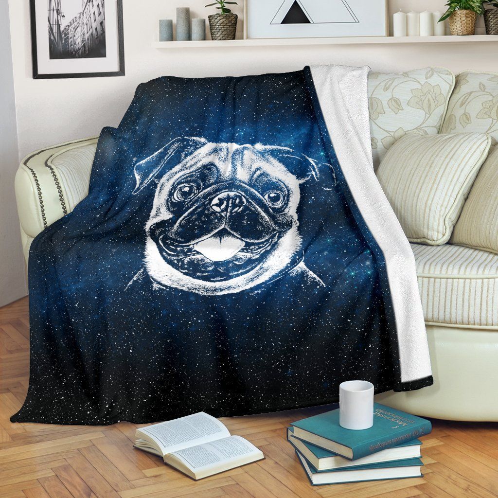 Galaxy Pug Sherpa Fleece Blanket