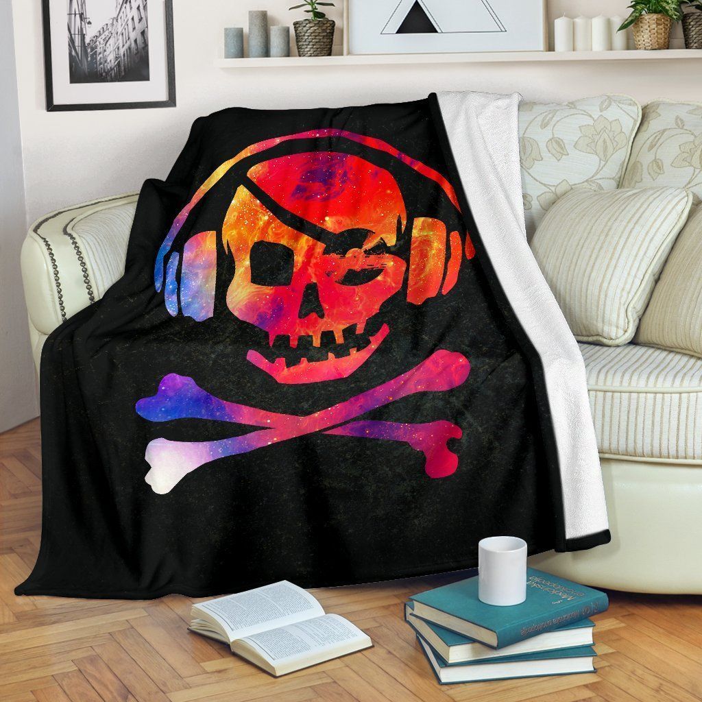 Galaxy Skull Dj Sherpa Fleece Blanket