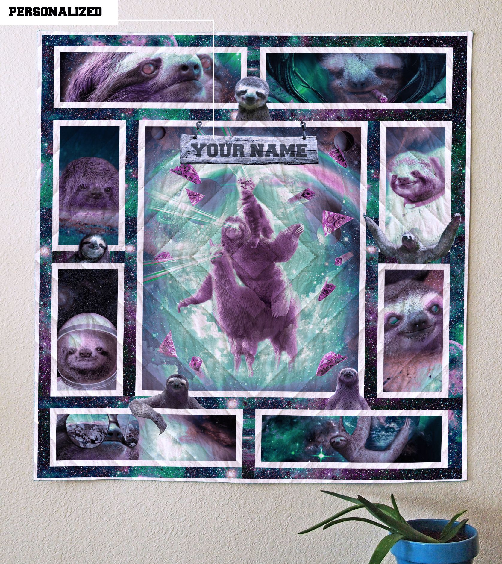Galaxy Sloth Personalized Quilt Blanket C9B290502CT