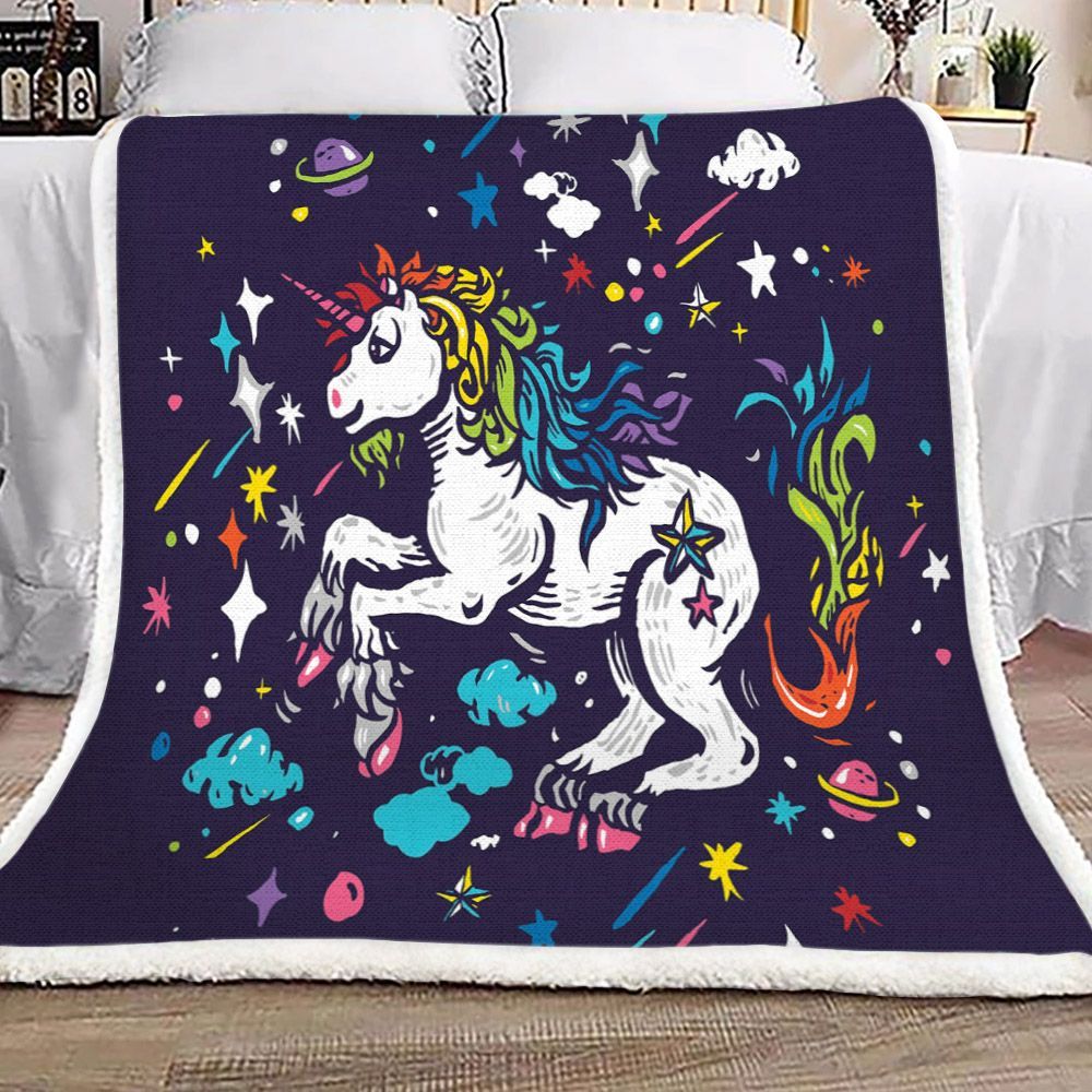 Galaxy Unicorn Sherpa Fleece Blanket