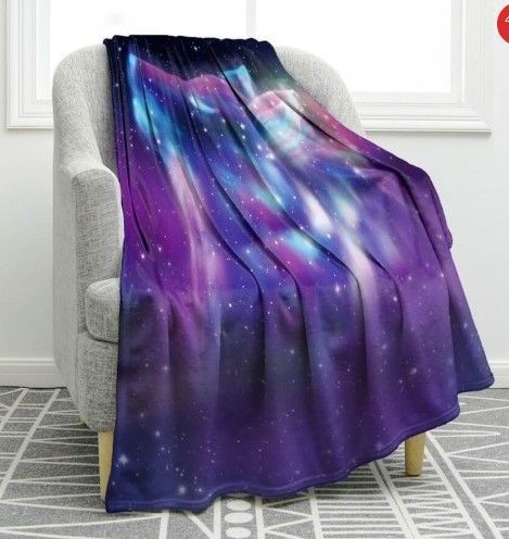 Galaxy Wolf Sherpa Fleece Blanket