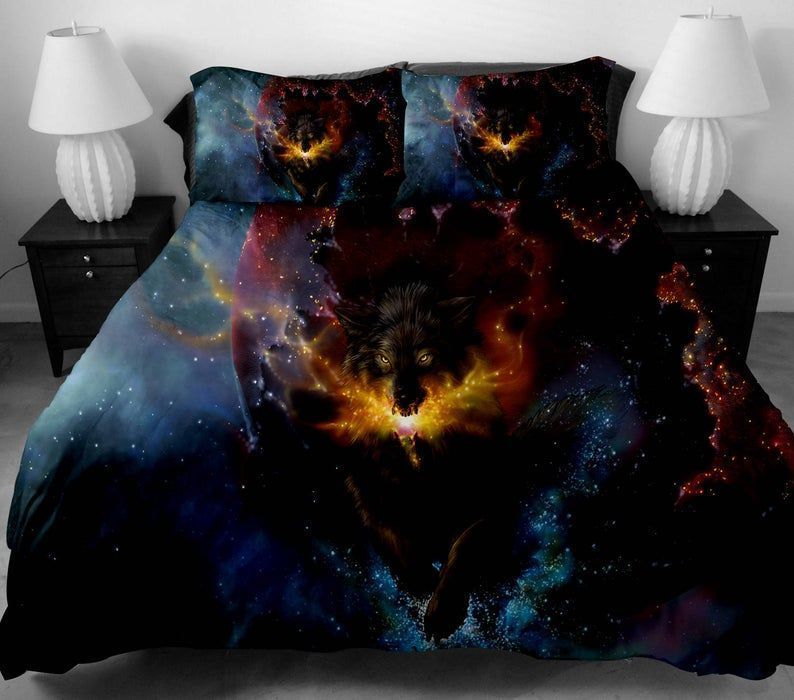 Galaxy Wolf Bedding Set